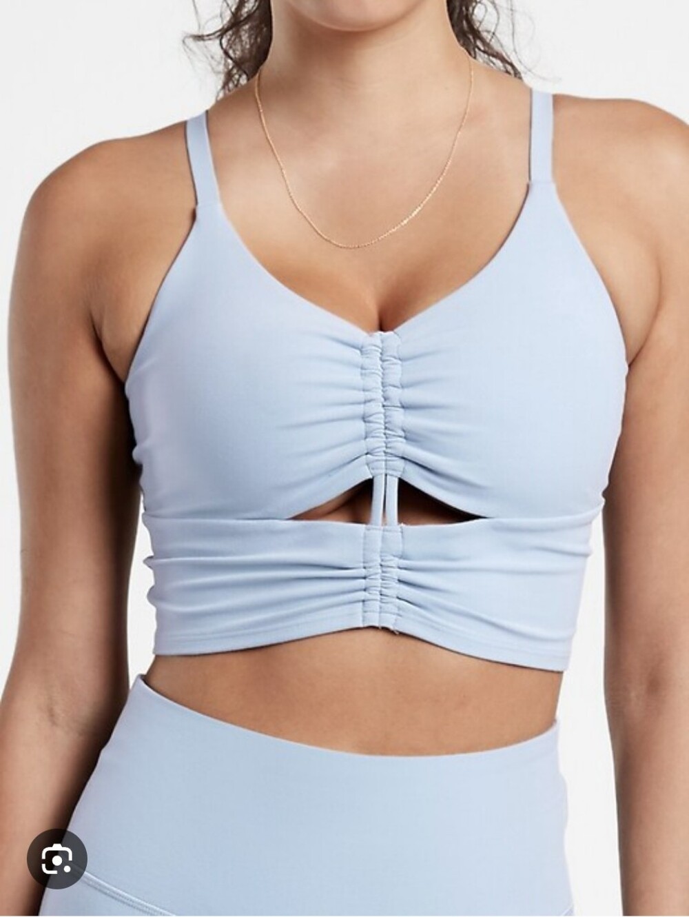 Athleta Cinch Longline Bra, Blue Gray, Size 1X, Workout, Running, Yoga, Exercise